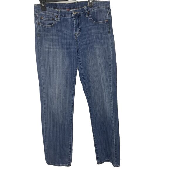 LUCKY BRAND Jeans Sweet N Straight Mid Rise Embroidered Denim Womens 31 12 Blue - Picture 1 of 9